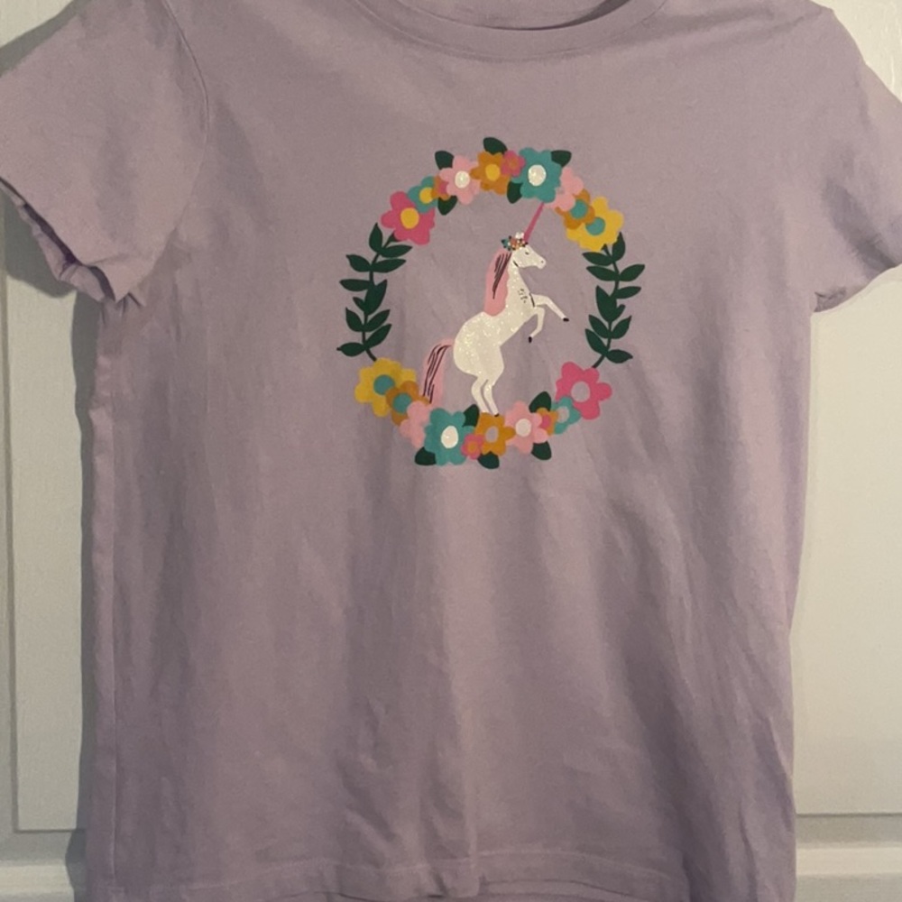 Hanna Andersson Purple Short Sleeve Tee with Unicorn Design